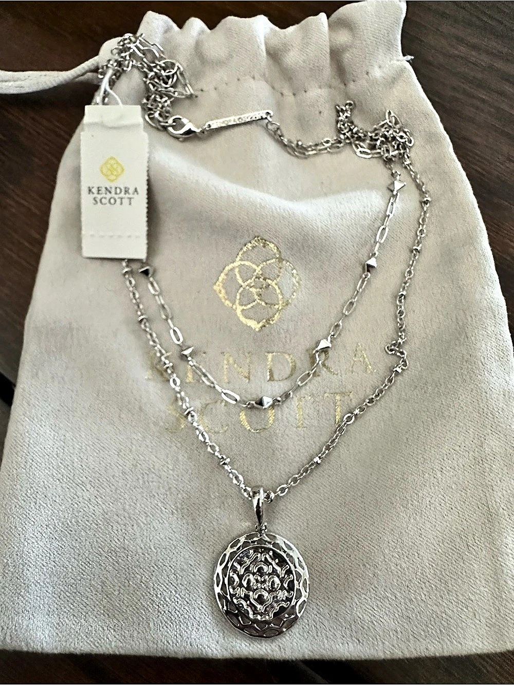 Kendra Scott Harper Multi Strand Necklace Silver NWT